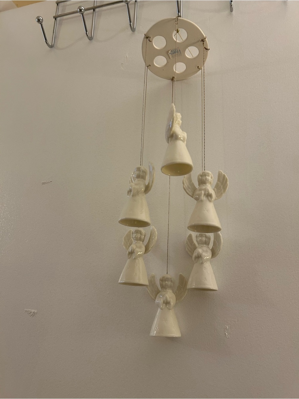 Ceramic 6 Angel Bell Hanging Wind Chimes - Cream